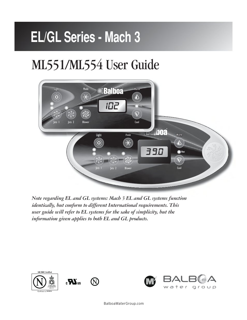 Balboa Water Group ML551 - Mach 3 User Guide User Manual | 12 pages
