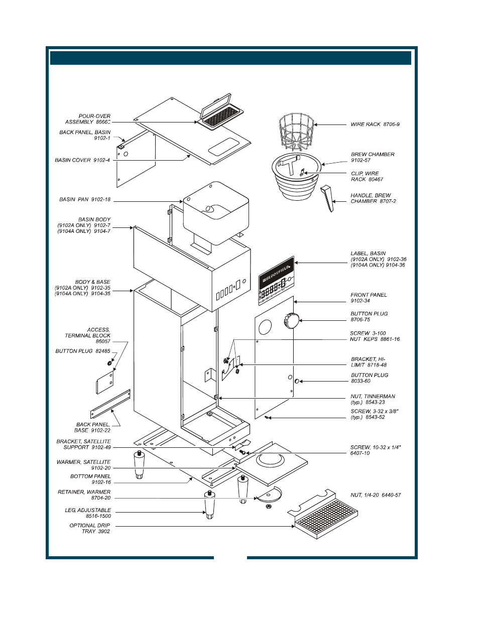 Exploded view ((continued), Cabinet & related components | Bloomfield 9102A User Manual | Page 22 / 26