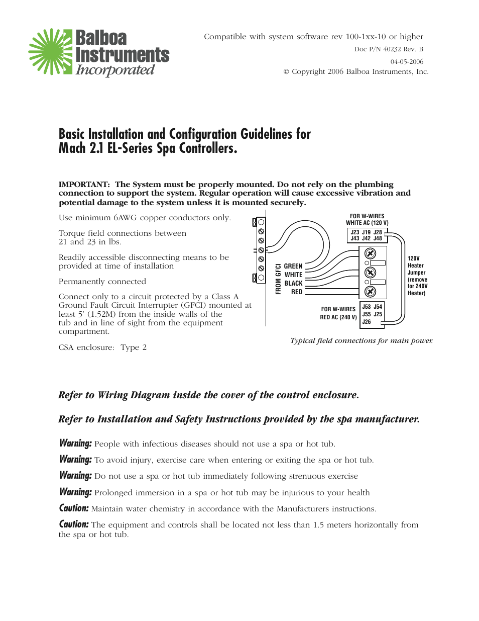Balboa Water Group Mach 2.1 EL-Series User Manual | 4 pages