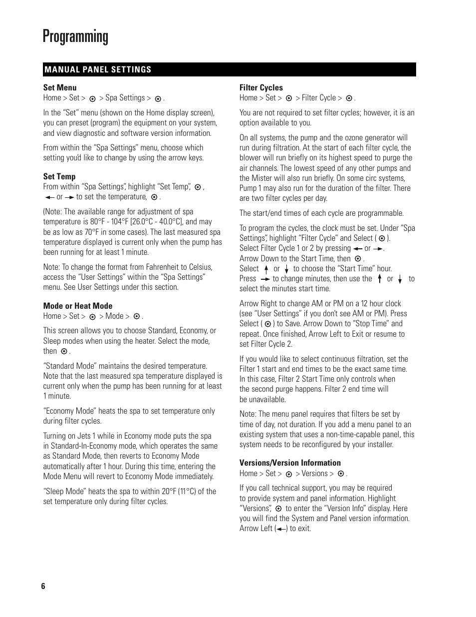 Programming | Balboa Water Group MLM990H User Guide User Manual | Page 6 / 12