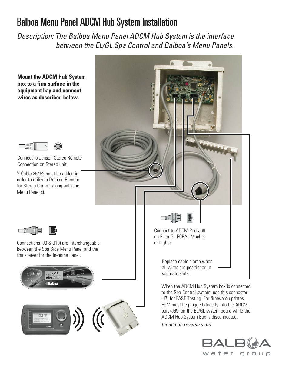 Balboa Water Group ADCM Hub User Manual | 2 pages