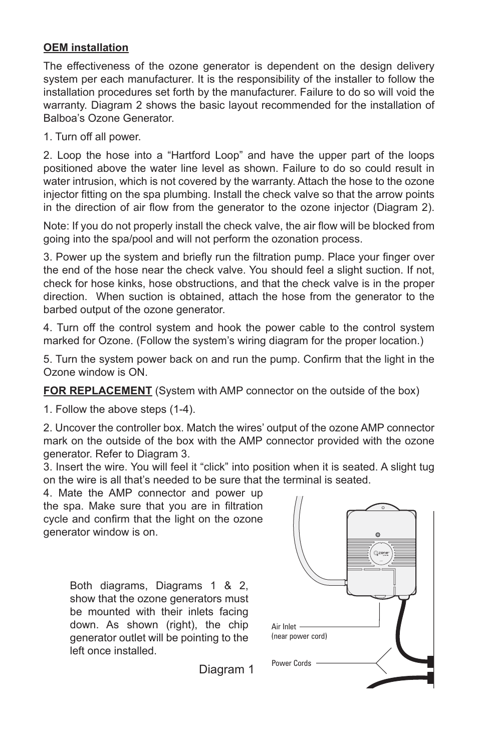 Diagram 1 | Balboa Water Group Corona Discharge Ozone User Manual | Page 2 / 4