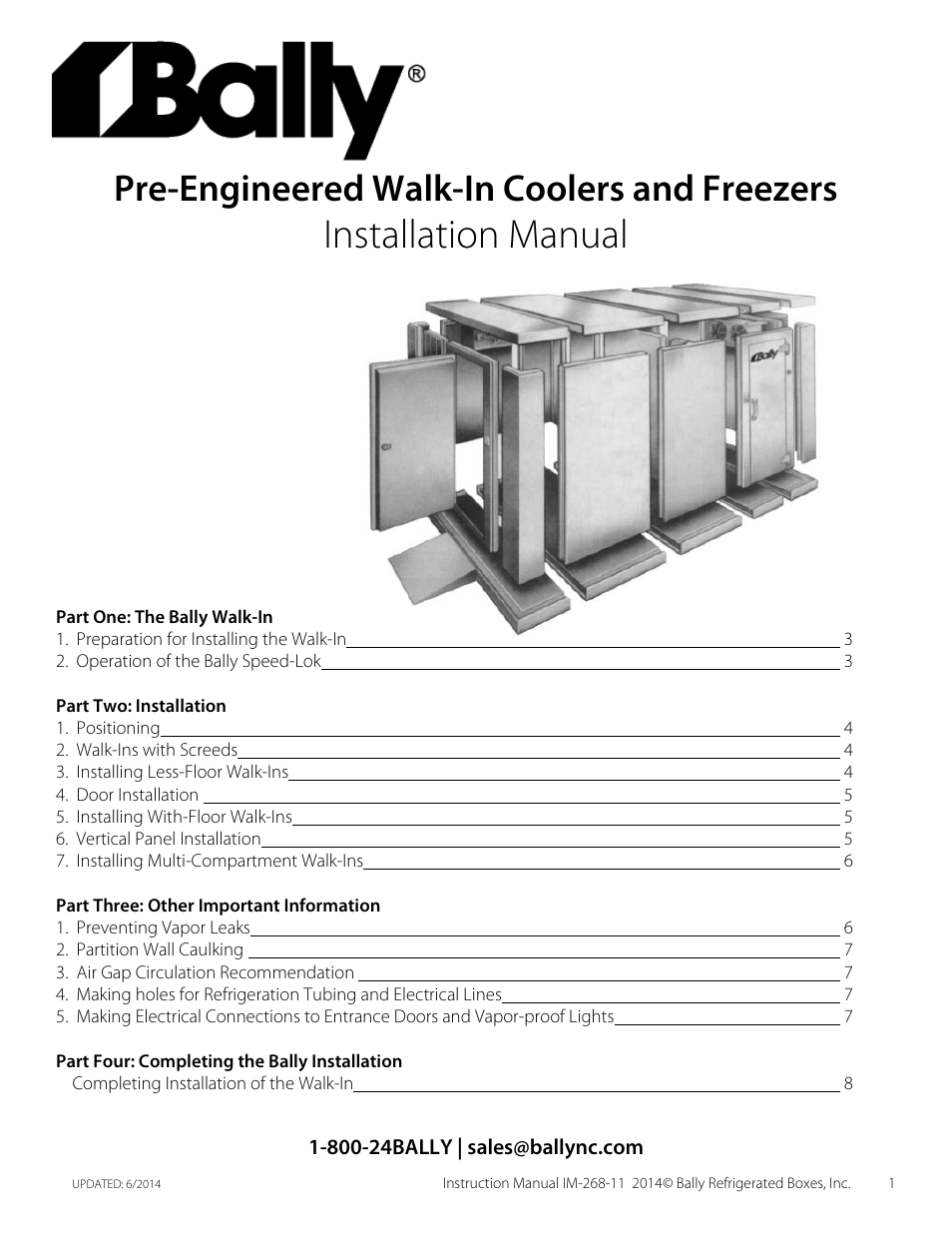 Bally Refrigerated Boxes Walk-In Installation Manual User Manual | 9 pages