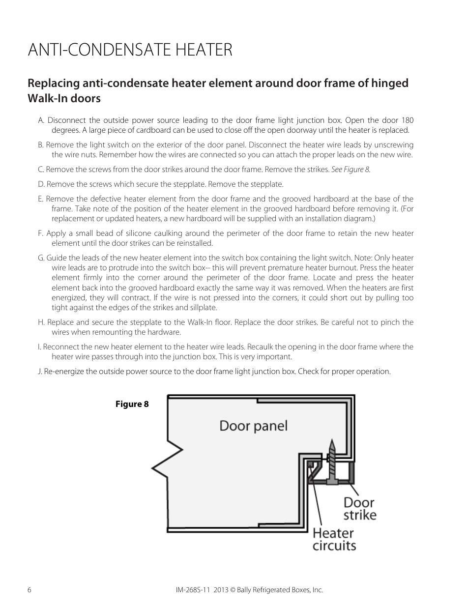 Anti-condensate heater | Bally Refrigerated Boxes Walk-In Service Manual User Manual | Page 6 / 10