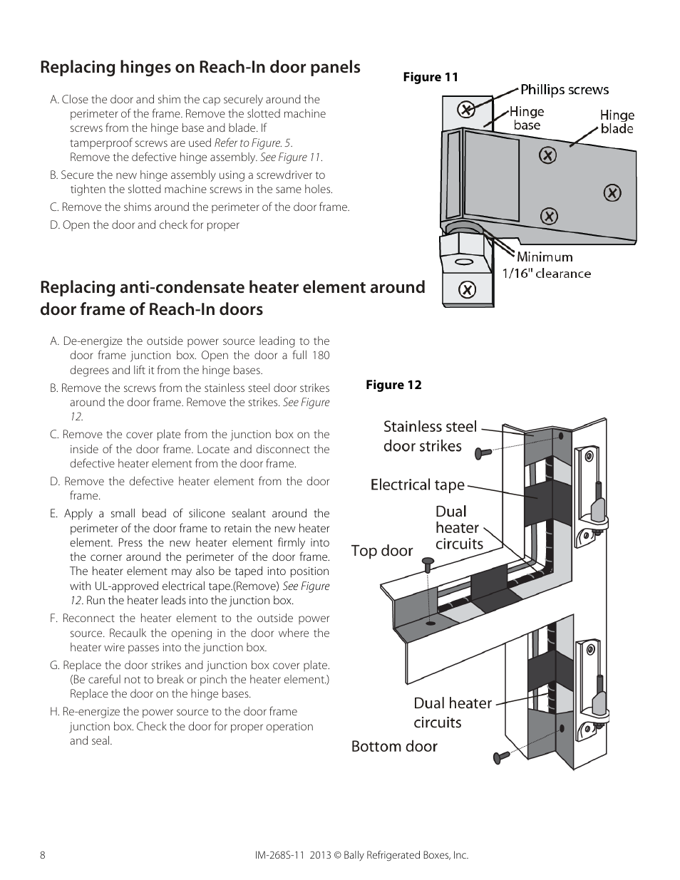 Replacing hinges on reach-in door panels | Bally Refrigerated Boxes Walk-In Service Manual User Manual | Page 8 / 10