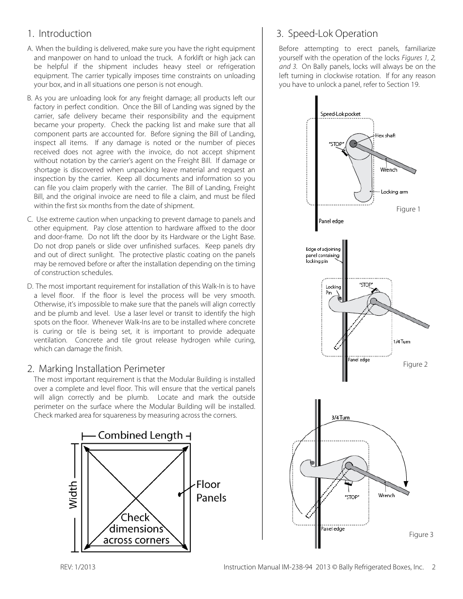 Introduction, Marking installation perimeter, Speed-lok operation | Bally Refrigerated Boxes Modular Buildings User Manual | Page 2 / 8