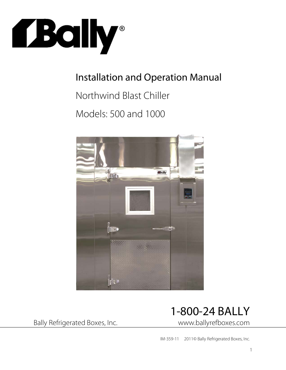 Bally Refrigerated Boxes 1000 Northwind Blast Chiller User Manual | 17 pages