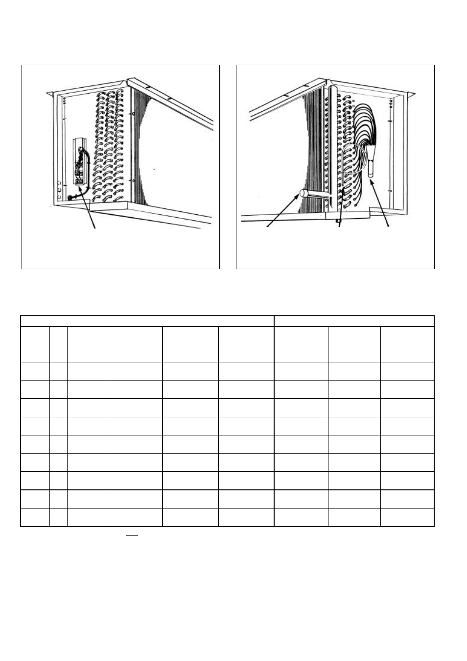 Electrical view, Piping view, Thermostatic expansion valve selection chart | Electrical view piping view | Bally Refrigerated Boxes BB Medium Profile Unit Coolers User Manual | Page 6 / 8