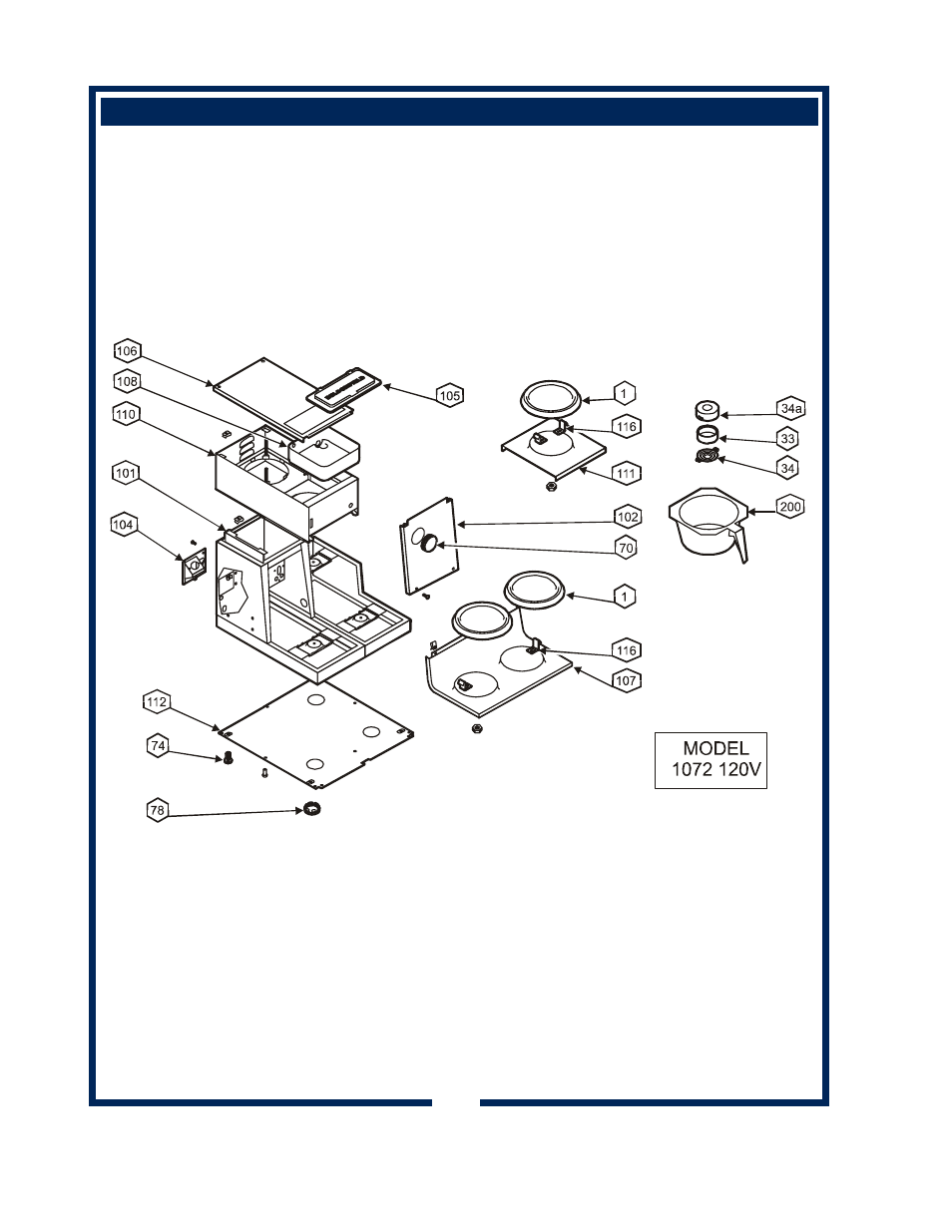 Exploded view & parts list (continued) | Bloomfield 1072 User Manual | Page 26 / 34