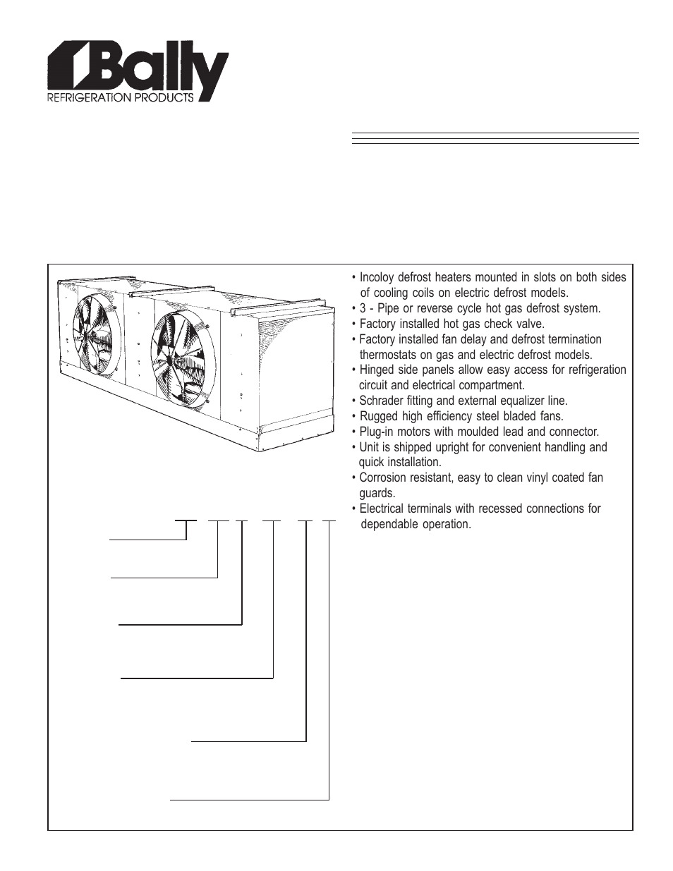 Bally Refrigerated Boxes BC Air, Electric, and Hot Gas Defrost Blast Coolers User Manual | 16 pages