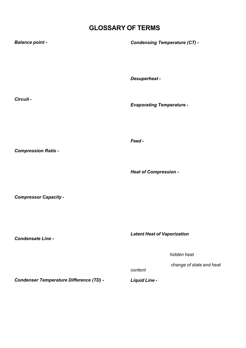 Glossary of terms | Bally Refrigerated Boxes BVC Generation C – Direct Drive Air-Cooled – Vertical Air User Manual | Page 21 / 40