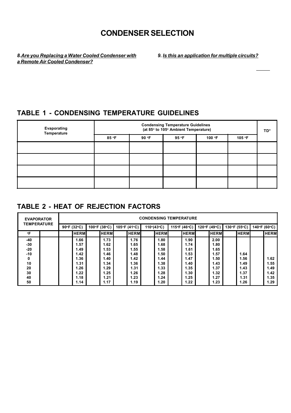 Condenser selection | Bally Refrigerated Boxes BVC Generation C – Direct Drive Air-Cooled – Vertical Air User Manual | Page 25 / 40