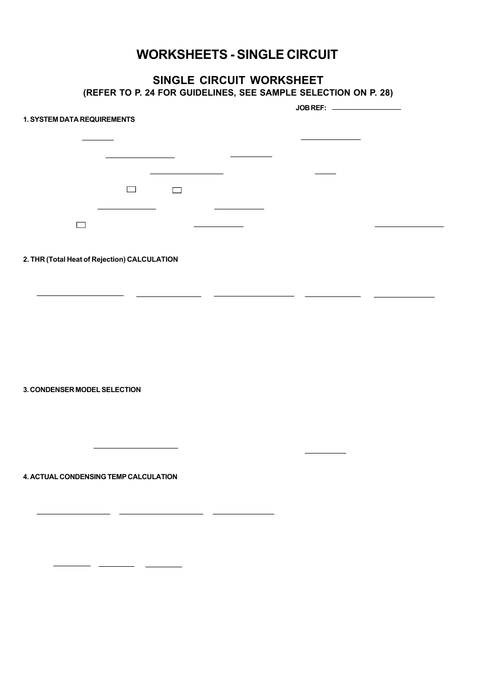 Worksheets, Single circuit, Worksheets - single circuit | Single circuit worksheet | Bally Refrigerated Boxes BVC Generation C – Direct Drive Air-Cooled – Vertical Air User Manual | Page 26 / 40
