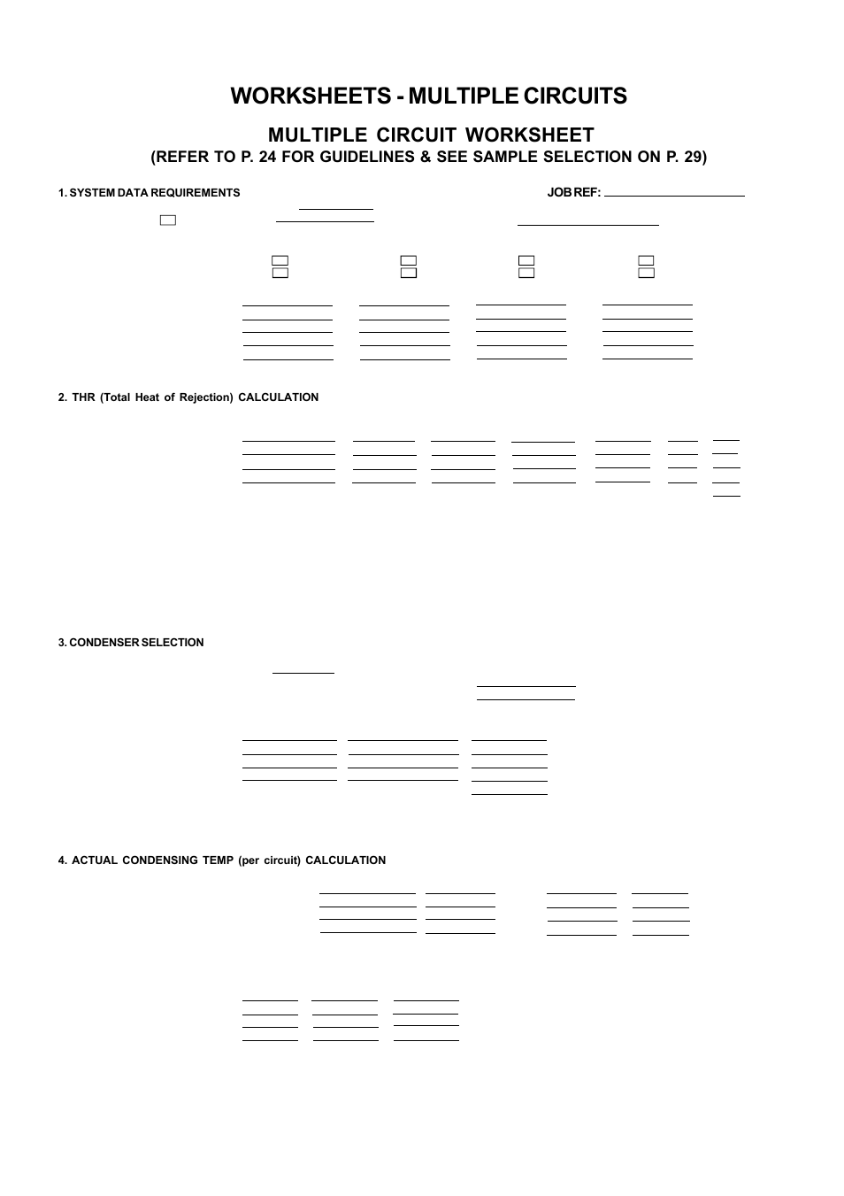 Multiple circuits, Worksheets - multiple circuits, Multiple circuit worksheet | Bally Refrigerated Boxes BVC Generation C – Direct Drive Air-Cooled – Vertical Air User Manual | Page 27 / 40