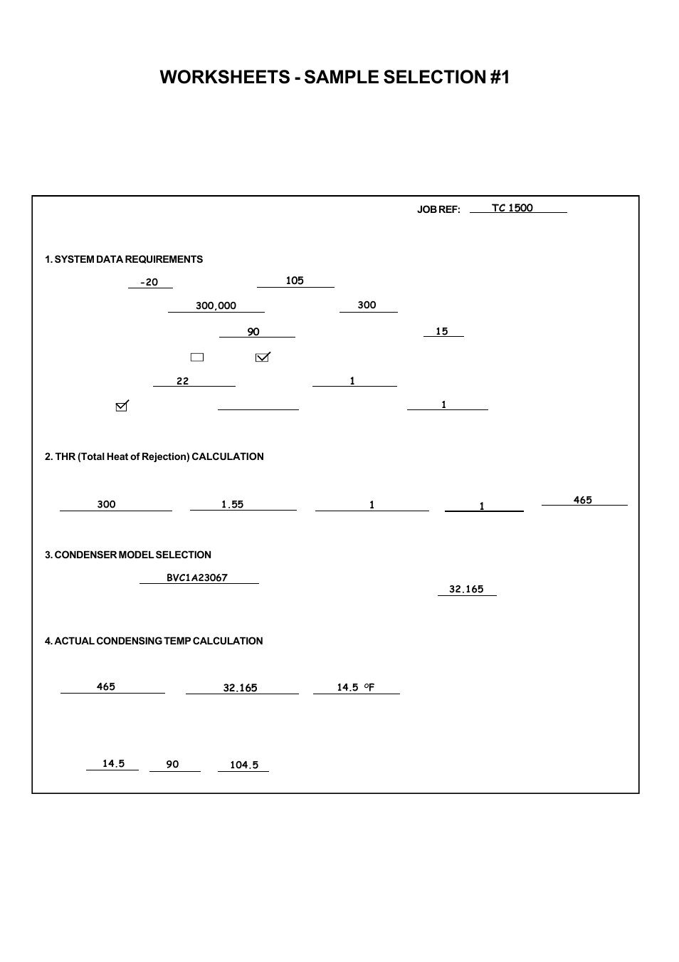 Sample selection, Worksheets - sample selection #1 | Bally Refrigerated Boxes BVC Generation C – Direct Drive Air-Cooled – Vertical Air User Manual | Page 28 / 40