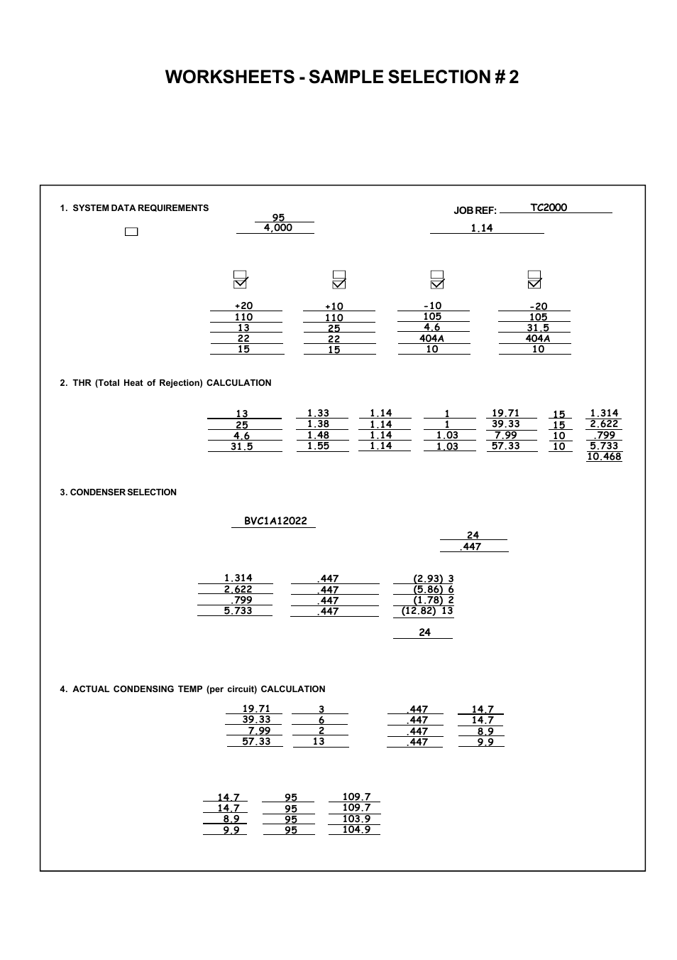 Worksheets - sample selection # 2, Preliminary data given, Location at reno, nevada, 95 | Bally Refrigerated Boxes BVC Generation C – Direct Drive Air-Cooled – Vertical Air User Manual | Page 29 / 40