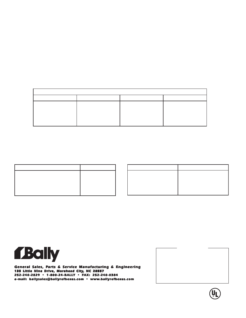 Low ambient - winter operation, Service parts list, Service parts list low ambient - winter operation | Bally Refrigerated Boxes BCH Direct Drive Air-Cooled – Horizontal Air User Manual | Page 4 / 4