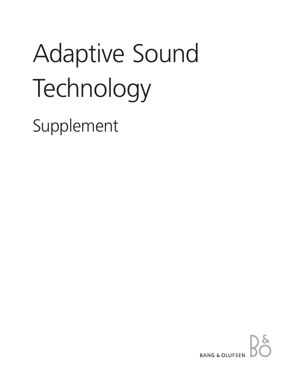 Bang & Olufsen Adaptive Sound Technology - User Guide User Manual | 8 pages