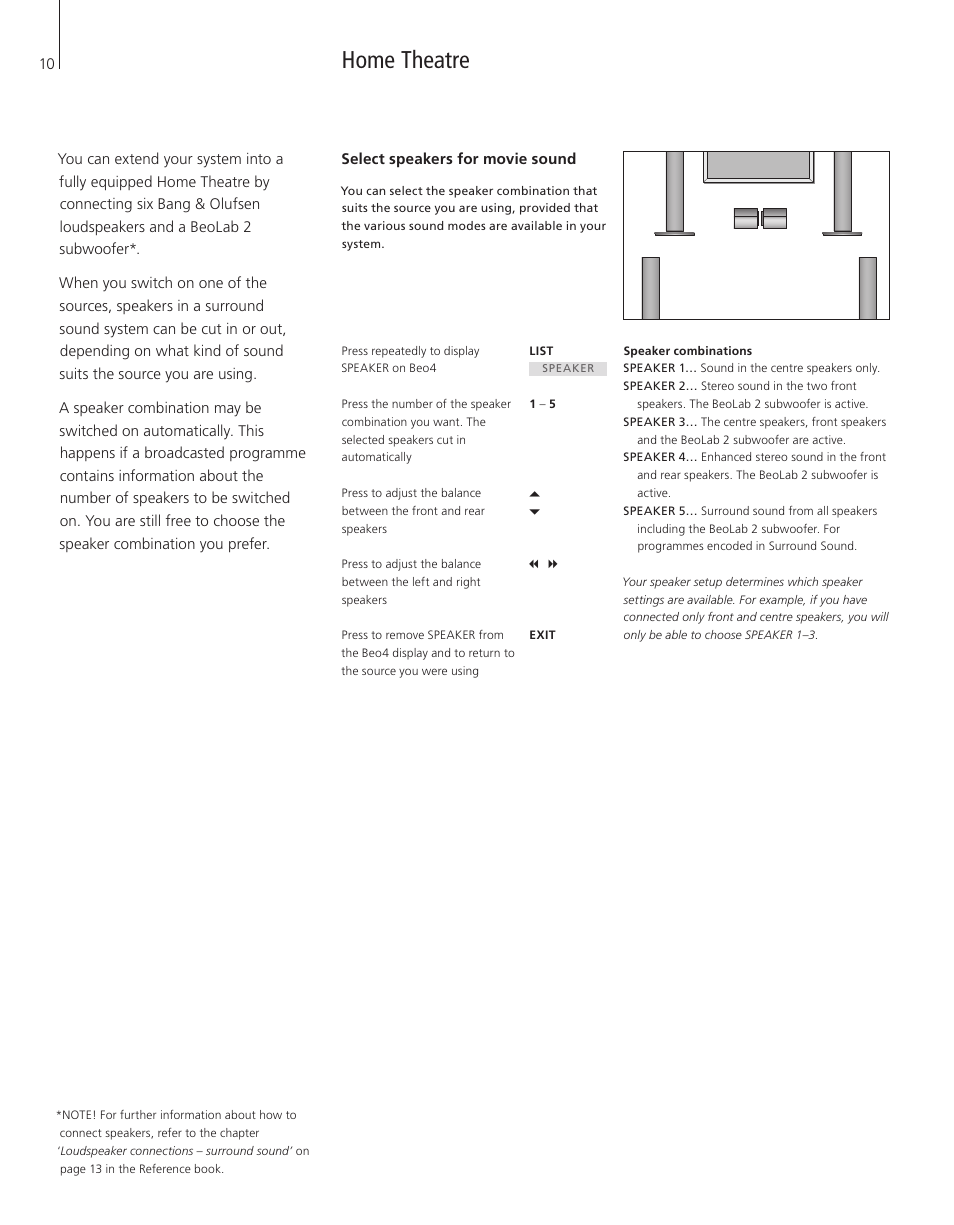 Home theatre, Select speakers for movie sound | Bang & Olufsen BeoVision 4-37/44 - User Guide User Manual | Page 10 / 44