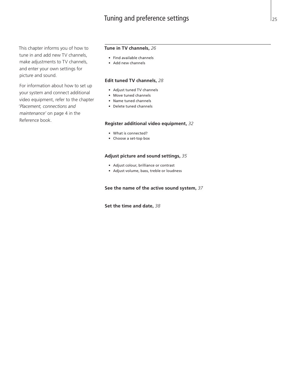 Tuning and preference settings | Bang & Olufsen BeoVision 4-37/44 - User Guide User Manual | Page 25 / 44