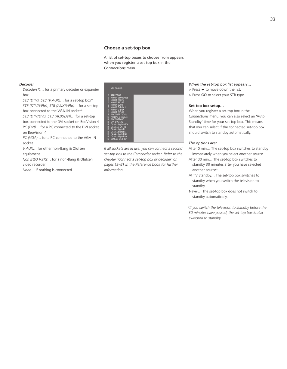 Choose a set-top box | Bang & Olufsen BeoVision 4-37/44 - User Guide User Manual | Page 33 / 44