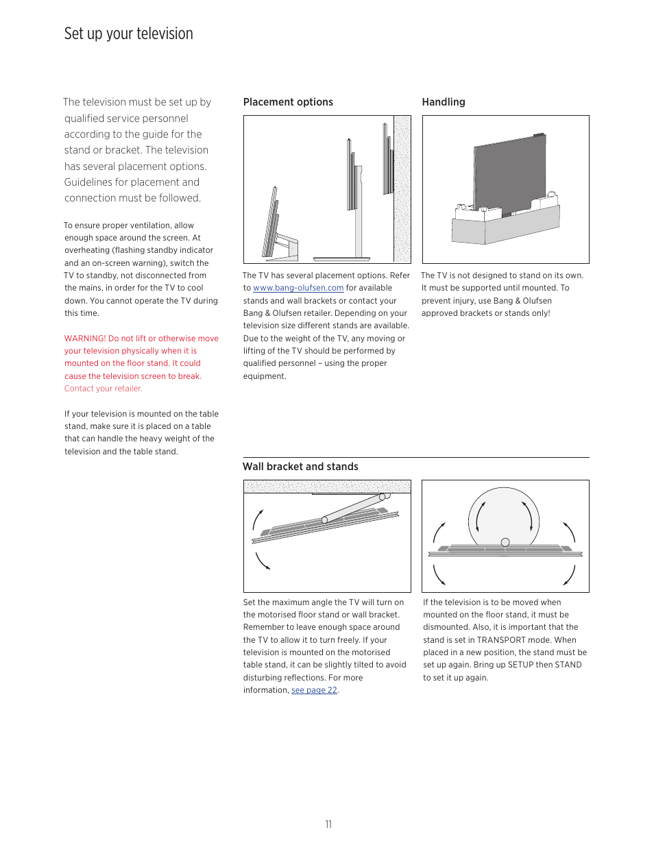 Set up your television | Bang & Olufsen BeoVision Avant - User Guide User Manual | Page 11 / 82