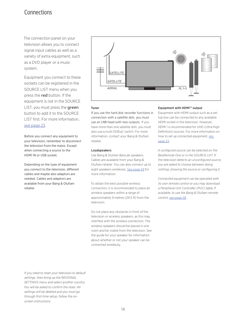 Connections | Bang & Olufsen BeoVision Avant - User Guide User Manual | Page 14 / 82