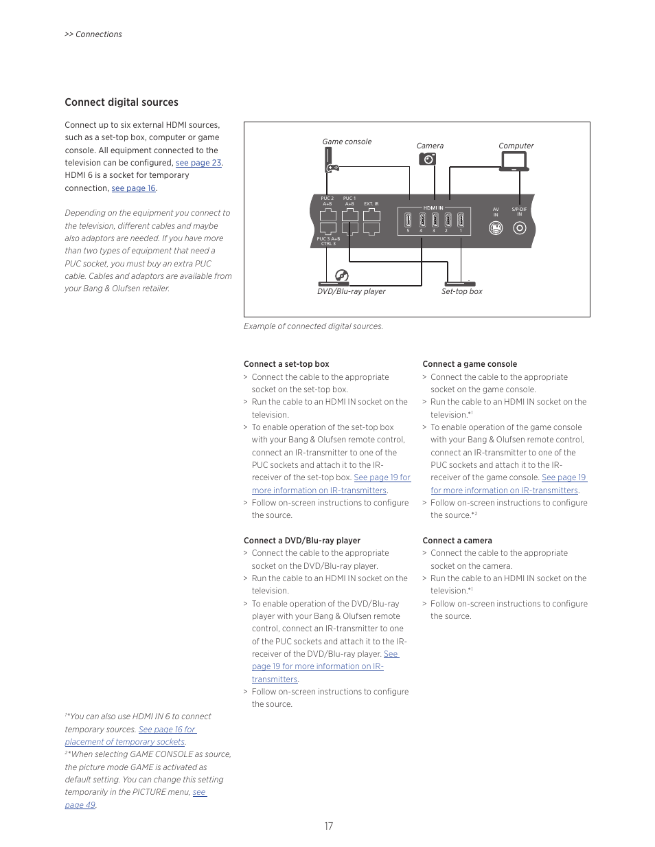 Connect digital sources | Bang & Olufsen BeoVision Avant - User Guide User Manual | Page 17 / 82