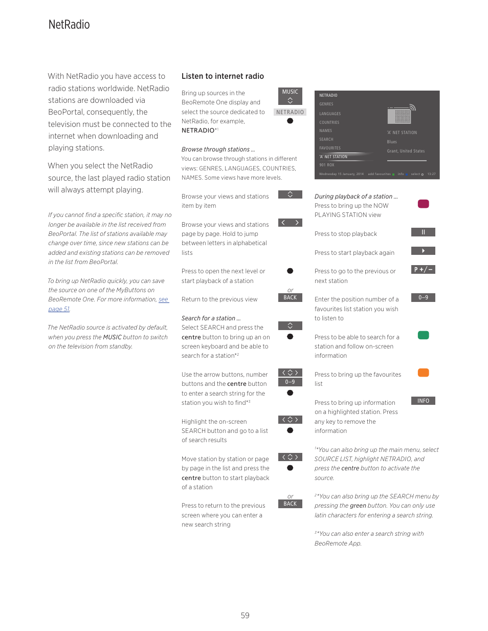 Netradio, Listen to internet radio | Bang & Olufsen BeoVision Avant - User Guide User Manual | Page 59 / 82