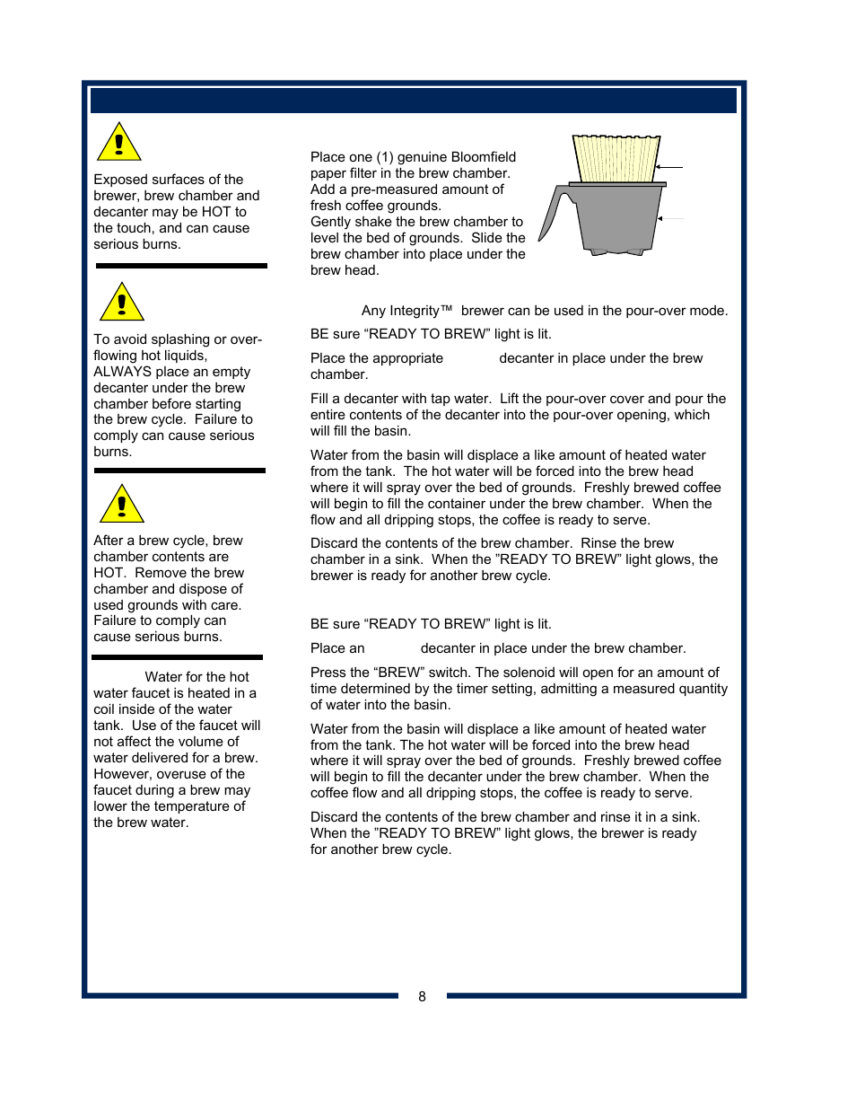 Caution | Bloomfield 8572 User Manual | Page 10 / 28