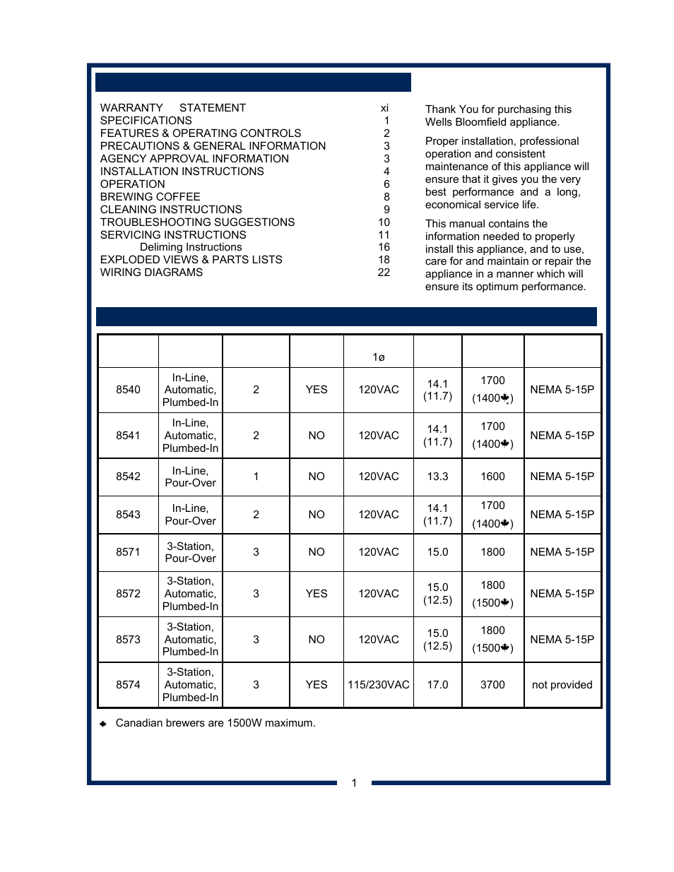 Bloomfield 8572 User Manual | Page 3 / 28