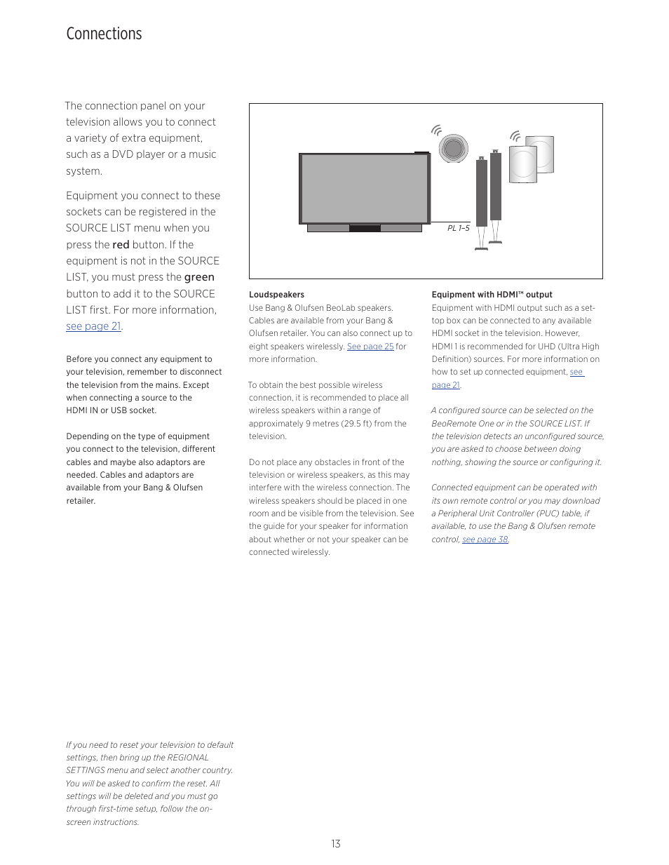 Connections | Bang & Olufsen BeoVision Avant (No tuner) - User Guide User Manual | Page 13 / 60