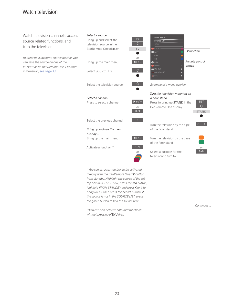 Watch television | Bang & Olufsen BeoVision Avant (No tuner) - User Guide User Manual | Page 23 / 60