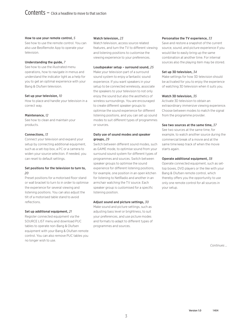 Bang & Olufsen BeoVision Avant (No tuner) - User Guide User Manual | Page 3 / 60