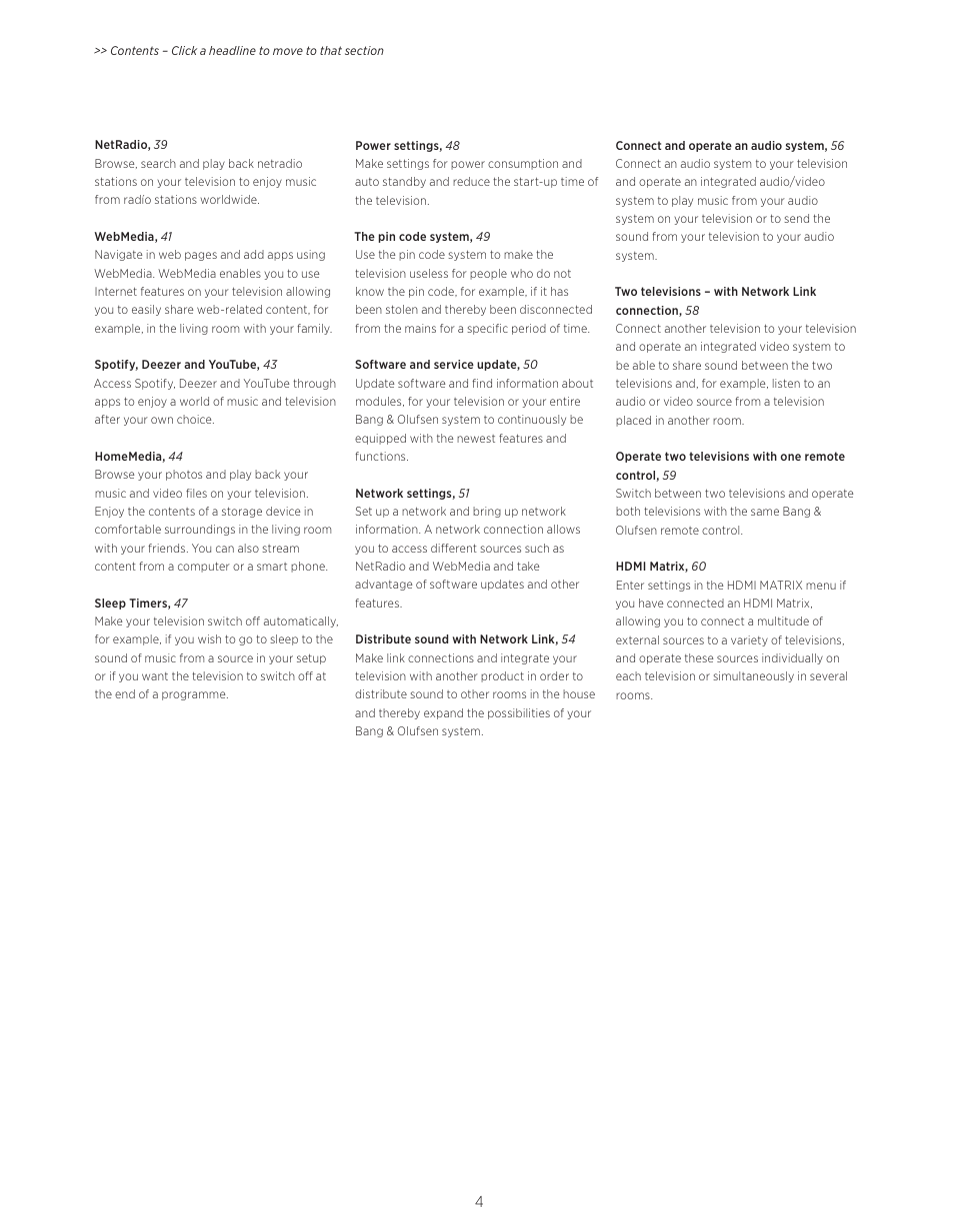 Bang & Olufsen BeoVision Avant (No tuner) - User Guide User Manual | Page 4 / 60