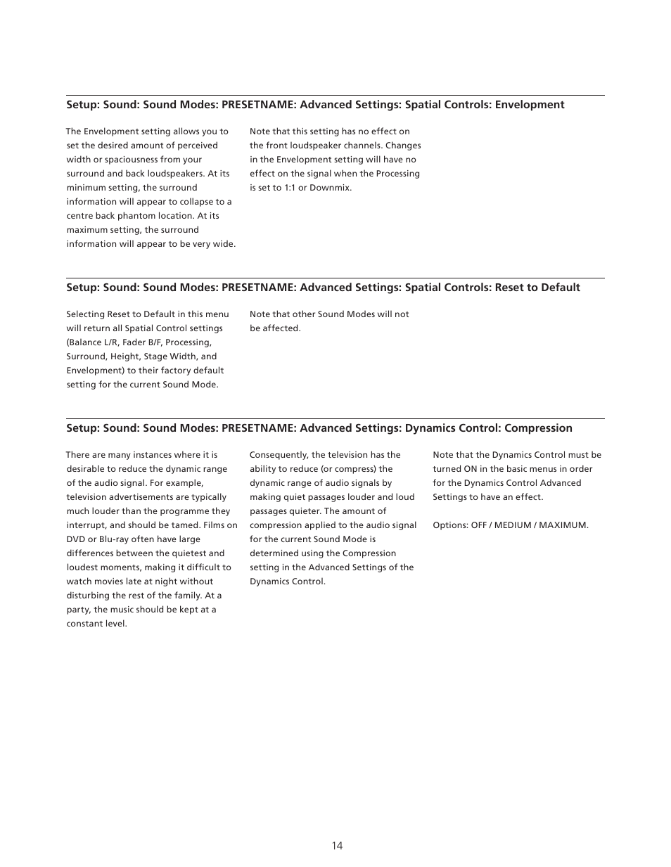Bang & Olufsen BeoVision Avant - Technical Sound Guide User Manual | Page 14 / 24