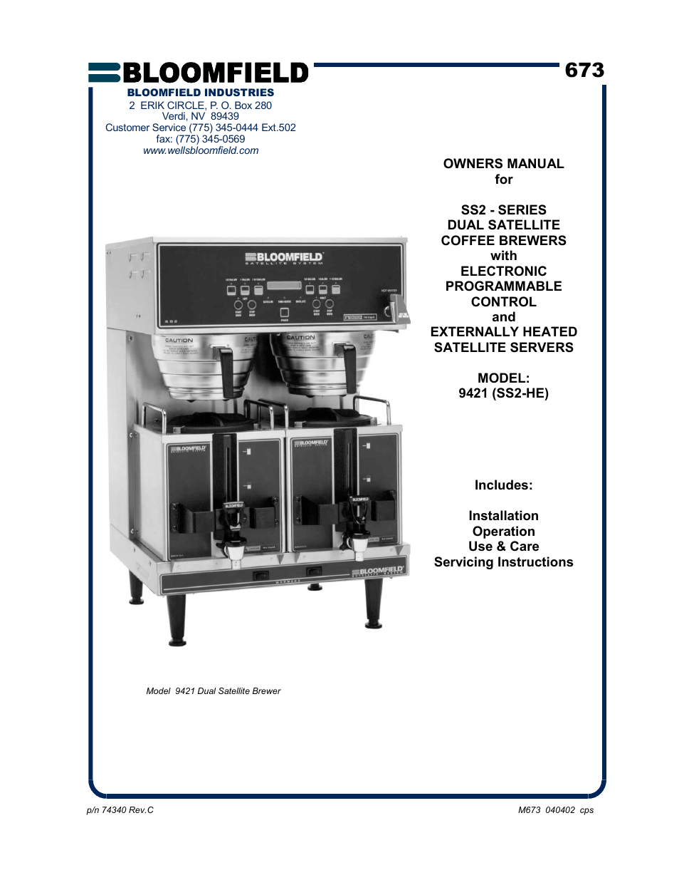 Bloomfield 9421 (SS2-HE) User Manual | 28 pages