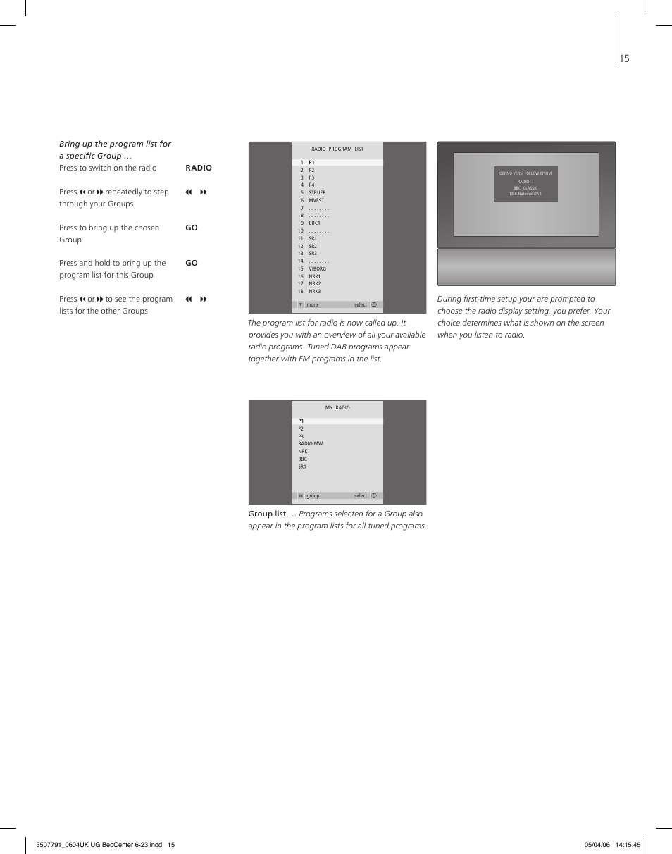 Bang & Olufsen BeoCenter 6-23 - User Guide User Manual | Page 15 / 20