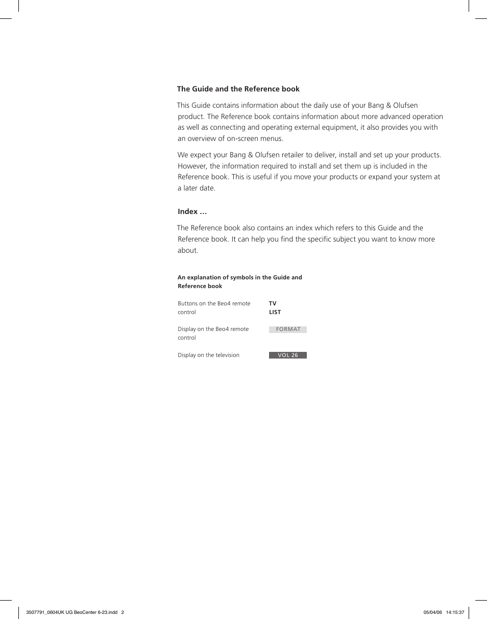 Bang & Olufsen BeoCenter 6-23 - User Guide User Manual | Page 2 / 20