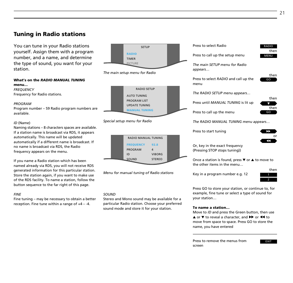 Tuning in radio stations | Bang & Olufsen BeoCenter AV5 - User Guide User Manual | Page 21 / 56