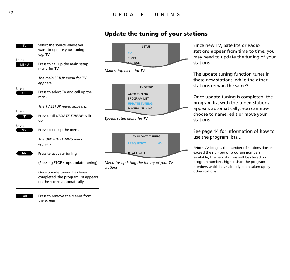 Update the tuning of your stations | Bang & Olufsen BeoCenter AV5 - User Guide User Manual | Page 22 / 56