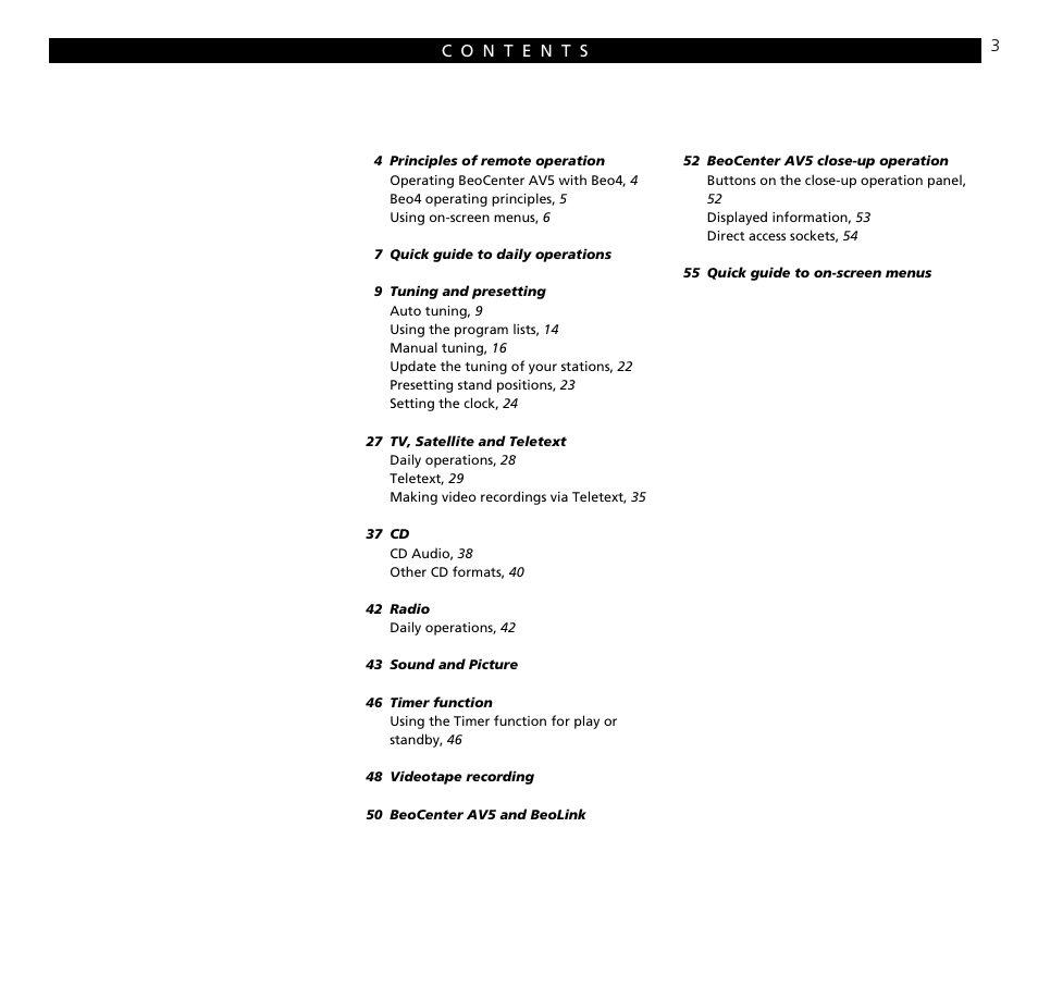 Bang & Olufsen BeoCenter AV5 - User Guide User Manual | Page 3 / 56