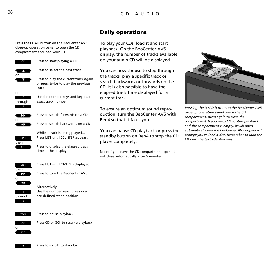 Daily operations | Bang & Olufsen BeoCenter AV5 - User Guide User Manual | Page 38 / 56