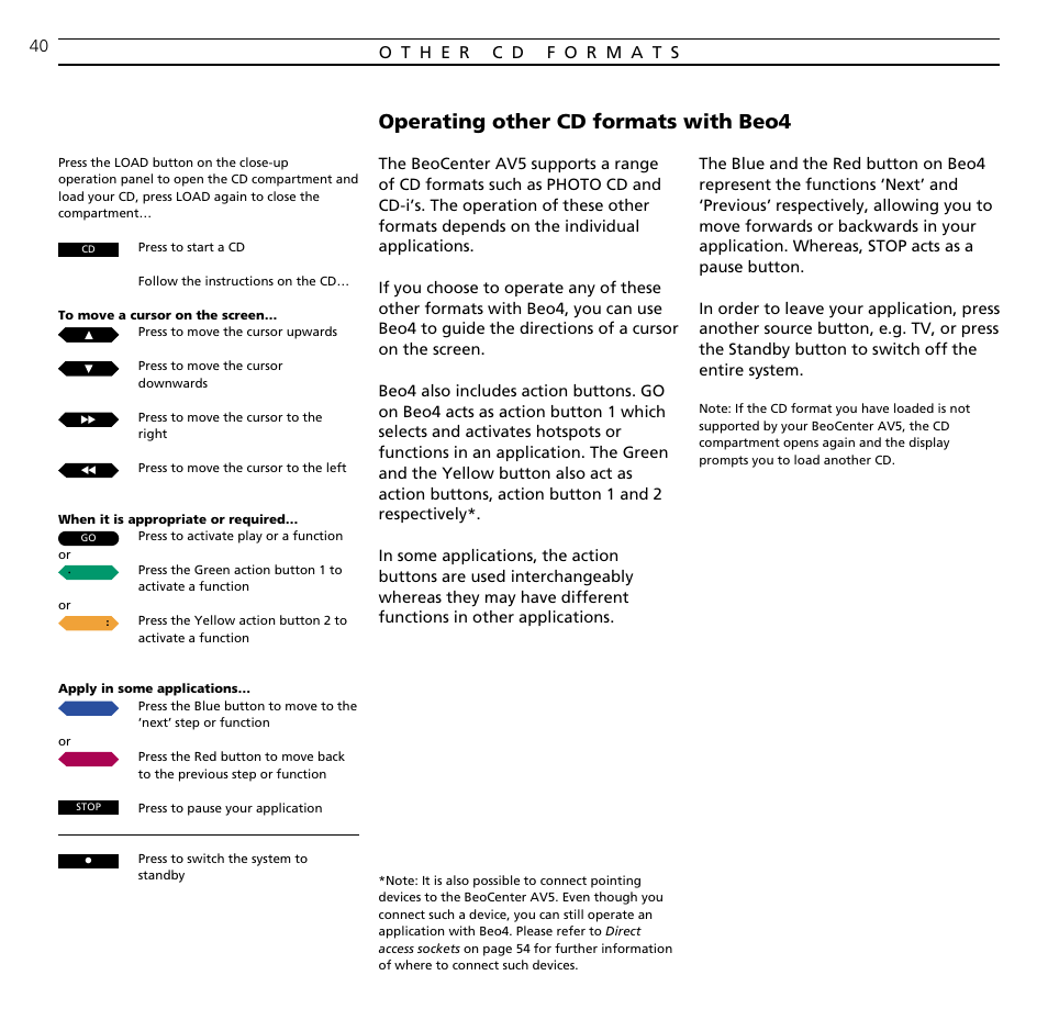 Operating other cd formats with beo4 | Bang & Olufsen BeoCenter AV5 - User Guide User Manual | Page 40 / 56