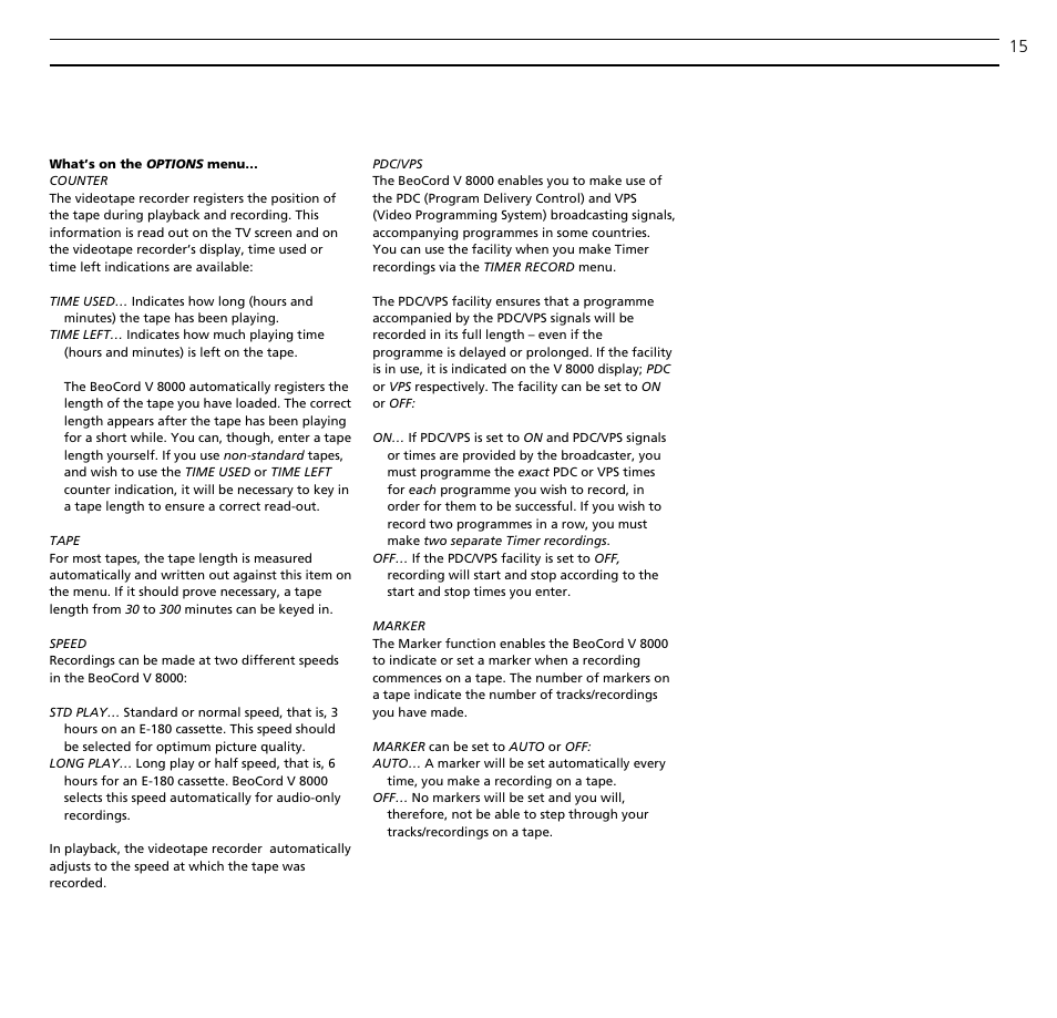 Bang & Olufsen BeoCord V8000_MS - User Guide User Manual | Page 15 / 32