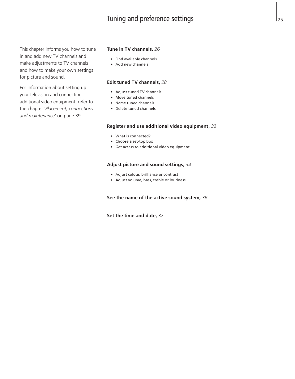 Tuning and preference settings | Bang & Olufsen BeoSystem 1 - User Guide User Manual | Page 25 / 56