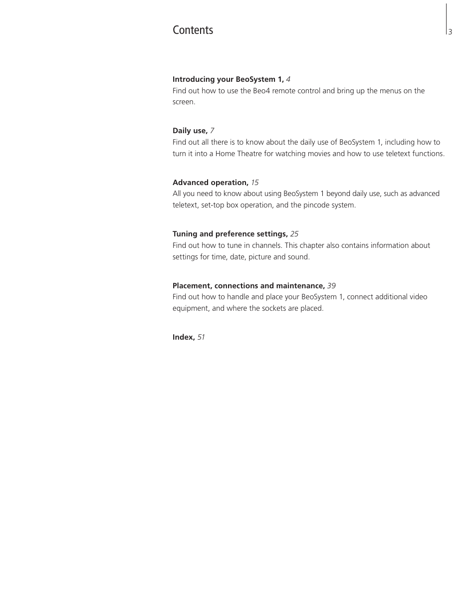 Bang & Olufsen BeoSystem 1 - User Guide User Manual | Page 3 / 56
