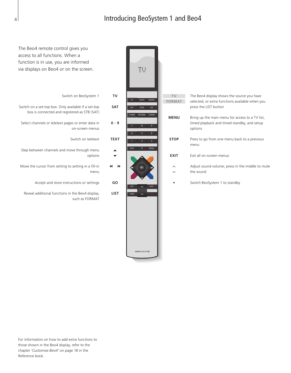 Introducing beosystem 1 and beo4 | Bang & Olufsen BeoSystem 1 - User Guide User Manual | Page 4 / 56