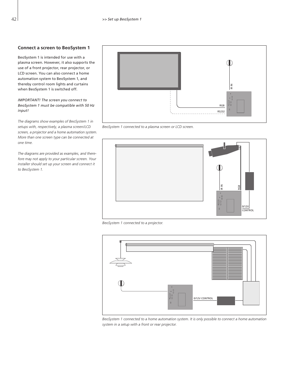 Connect a screen to beosystem 1 | Bang & Olufsen BeoSystem 1 - User Guide User Manual | Page 42 / 56