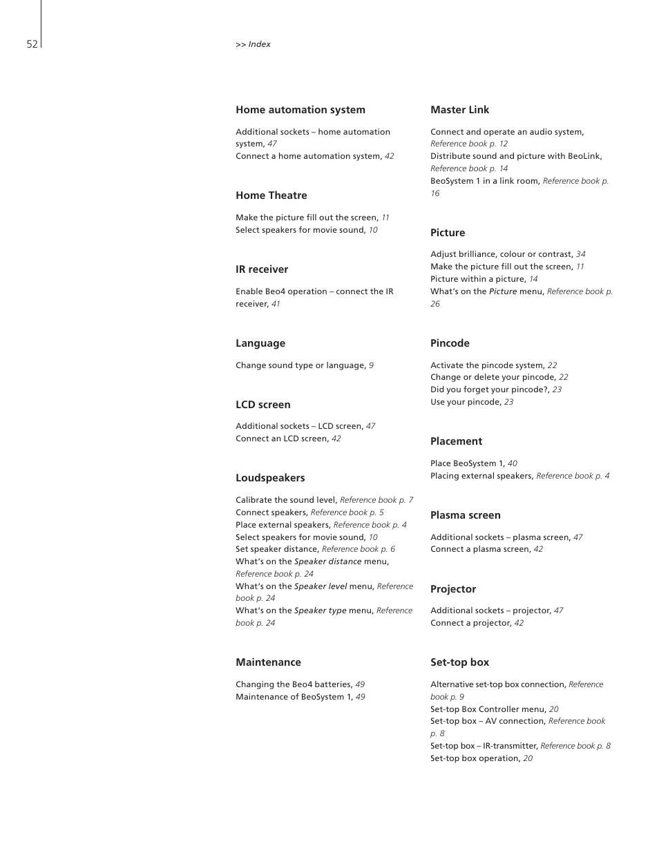 Bang & Olufsen BeoSystem 1 - User Guide User Manual | Page 52 / 56